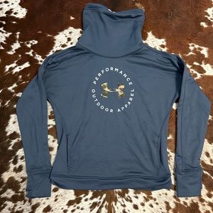 Gently Used Under Armour Performance Turtleneck Sweatshirt Color Blue with Camo